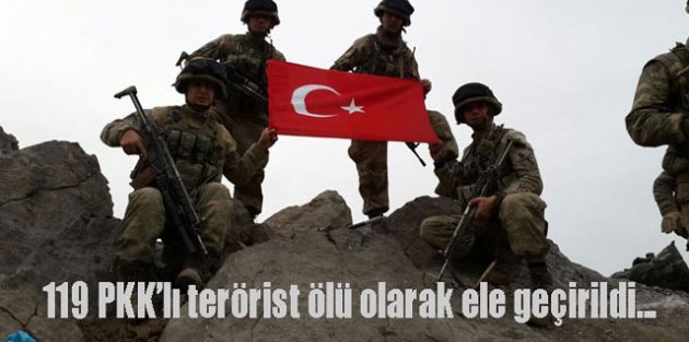 119 PKK’lı terörist ölü olarak ele geçirildi..