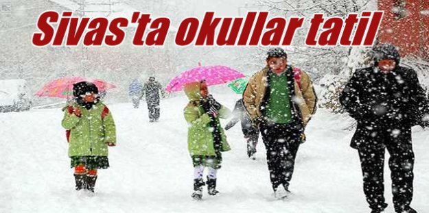 Sivas'ta okullar tatil; Kar yağışı Sivas'ta okulları tatil ettirdi