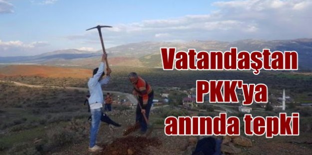 Vatandaşlar, PKK'ya kızdı sınıra bayrak dikti