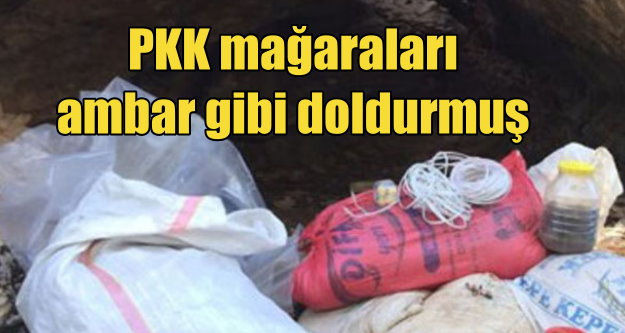 PKK'lı teröristler için tonlarca yiyecek depolanmış