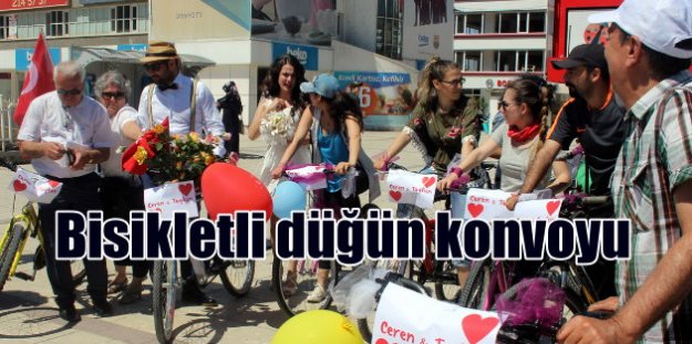Erzincan'da bisikletli düğün konvoyu