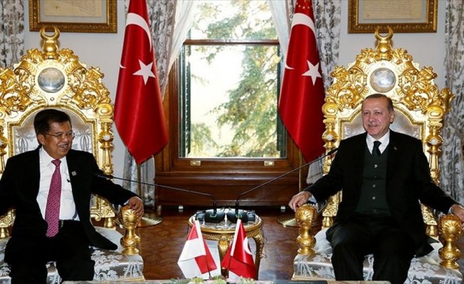 Cumhurbaşkanı Erdoğan, Endonezya Cumhurbaşkanı Yardımcısını kabul etti