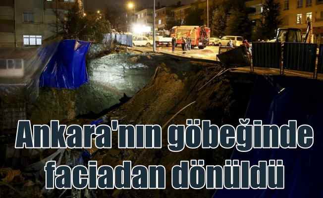 Ankara'nın göbeğinde toprak kaydı, su borulara patladı