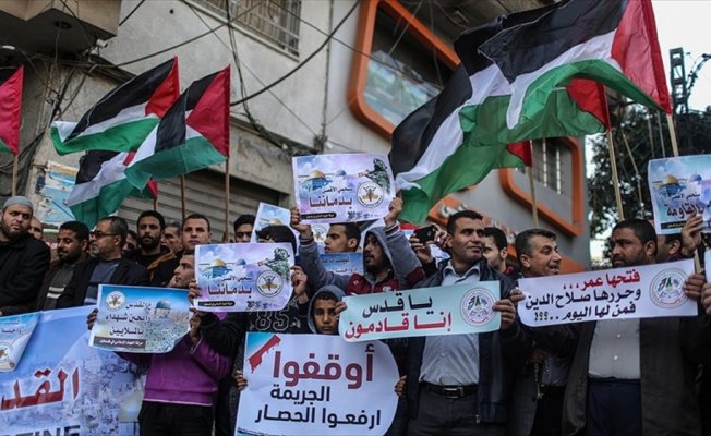 Gazze'de 'ABD'nin Kudüs kararı' protesto edildi