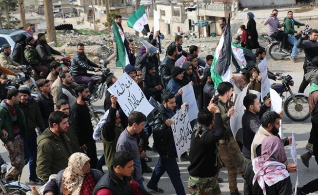 İdlib'de Doğu Guta kuşatması protesto edildi