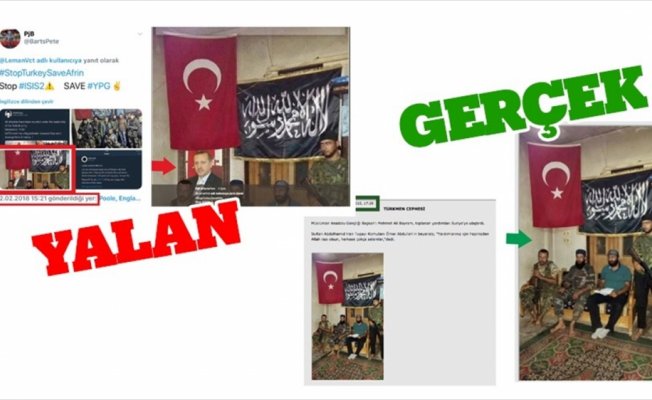 PYD/PKK destekçileri Erdoğan'ın fotoğrafını montajlayarak yalan üretti