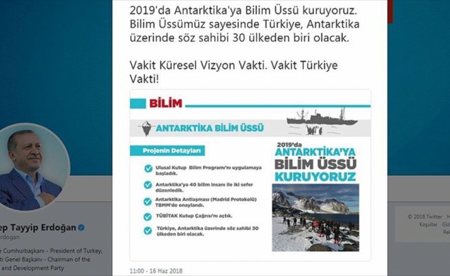 Erdoğan'dan Antarktika'da bilim üssü paylaşımı