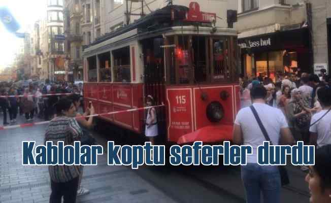 İstiklal Caddesi'nde kablo koptu, tramvay seferleri durdu