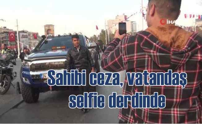 Sahte çakarlı lüks pikaba Taksim'de ceza yağdı