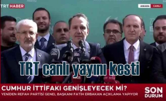 Erbakan Cumhur İttifakı'na hayır dedi, TRT yayını kesti
