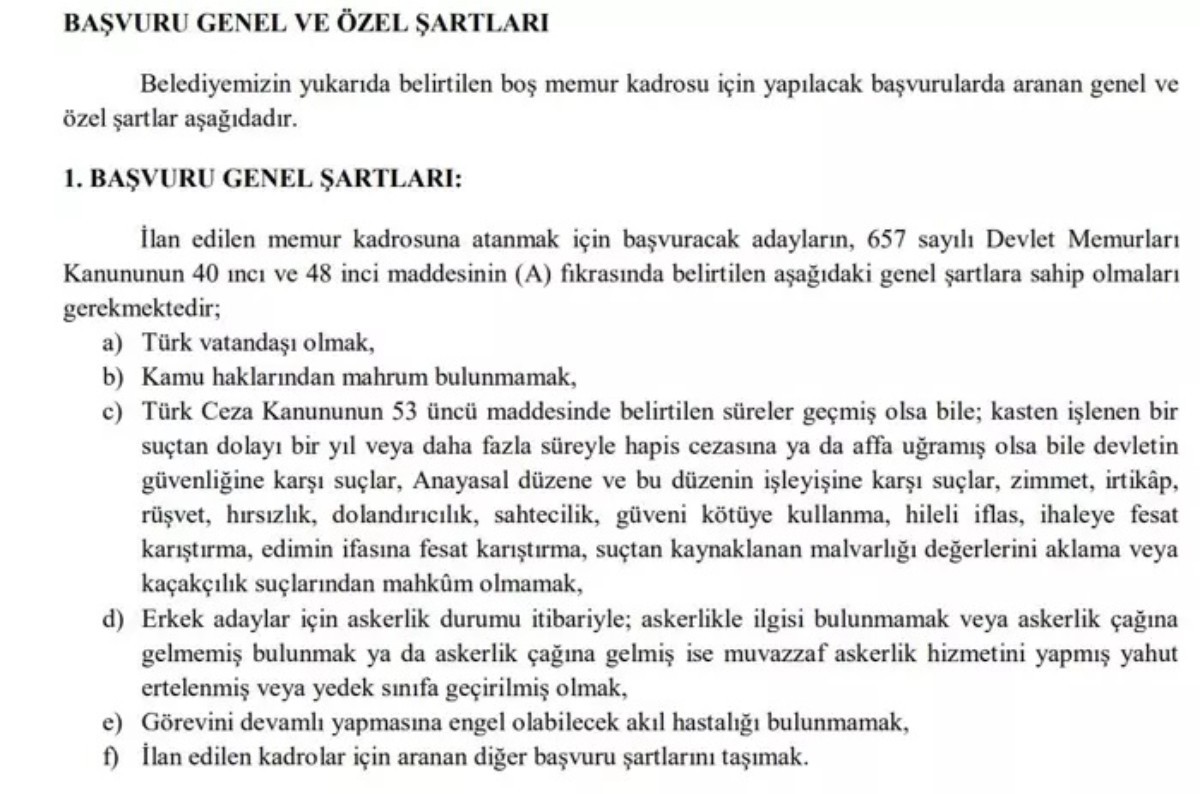 Altunhisar İlçe Belediye Başkanlığı'na 60 KPSS puanı ile memur alımı