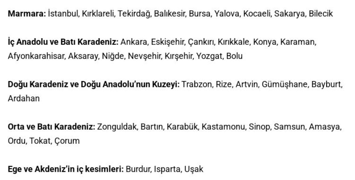 O illere yağış alarmı verildi