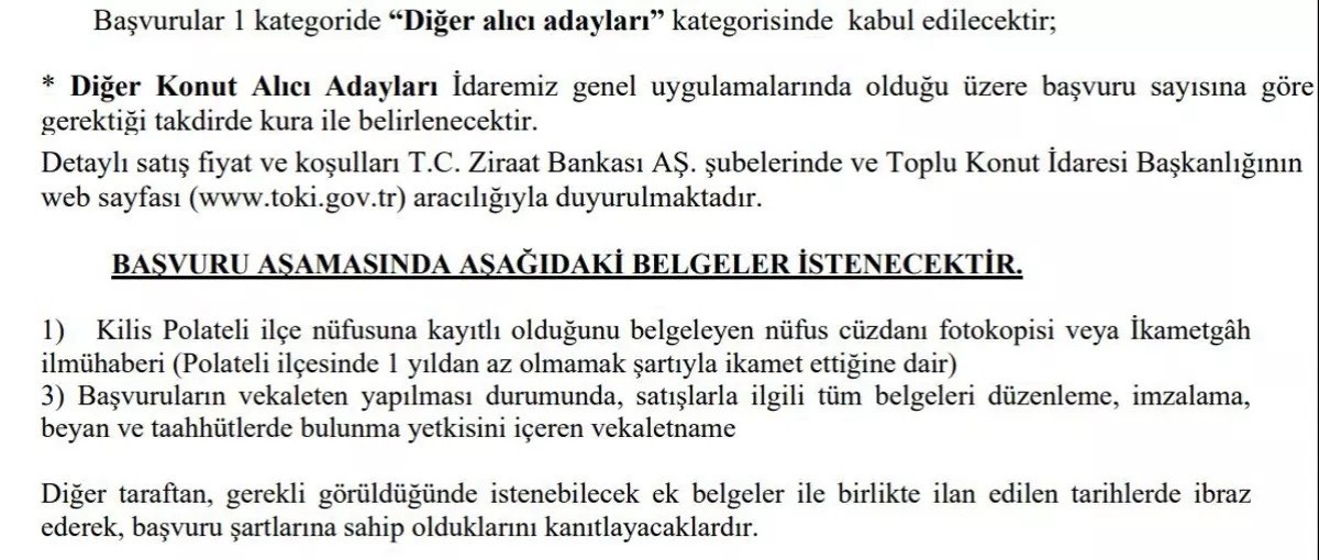 TOKİ Konutları Başvuru Bilgileri