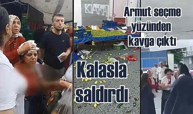 Elindeki kalasla kadına saldıran pazarcı tutuklandı