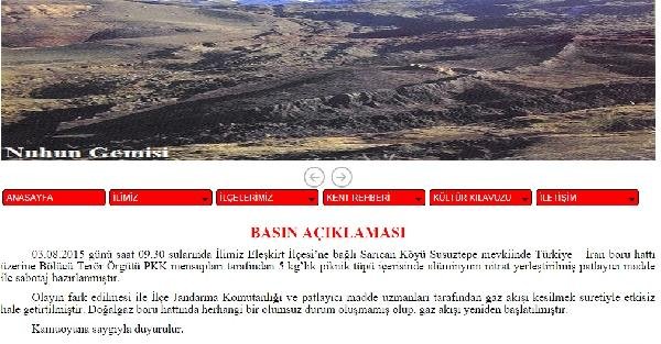 Ağrı'da PKK'nın doğalgaz boru hattına sabotajı önlendi