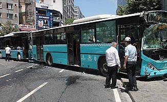 Şişli'de halk otobüsleri çarpıştı
