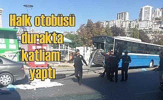 Mamak'ta halk otobüsü durağa daldı, 4 vatandaş can verdi