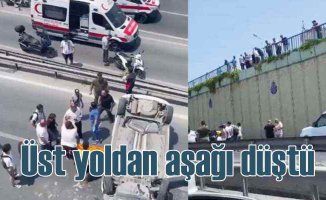 Zeytinburnu'nda kaza | Sürücü baygınlık geçirdi, araç aşağı yola düştü