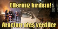 Okmeydanı'nda PKK'lı teröristler 5 aracı ateşe verdi