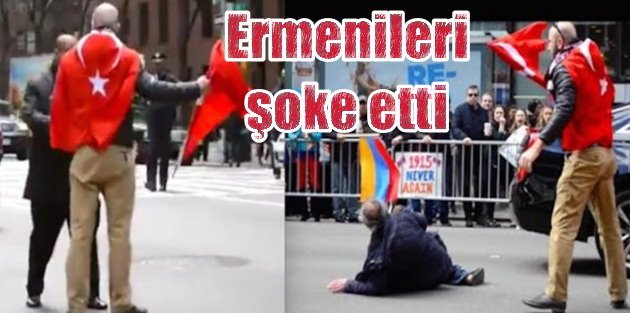 Türk bayrağını yakmaya çalaşın Ermeniye Azeri dersi