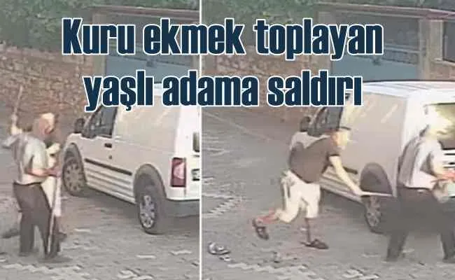 Kuru ekmek toplayan adama sopayla saldırdı