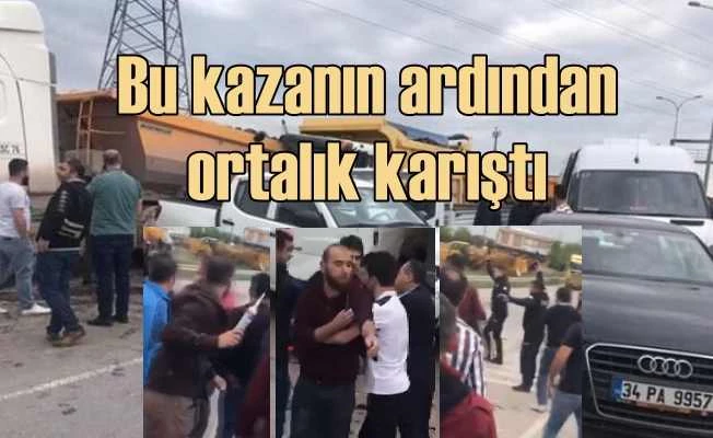 Tuzla'da zincirleme kaza sonrası kavga çıktı