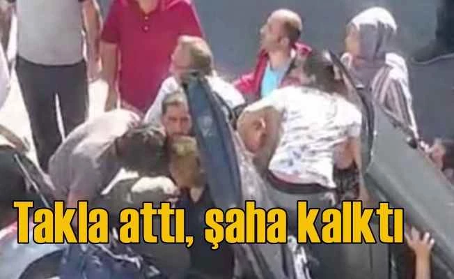 Otomobil takla attı, 1 yaşındaki bebek yine de uyanmadı
