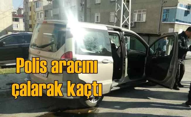 Polis aracını çalarak kaçan hırsız trafiği karıştırdı