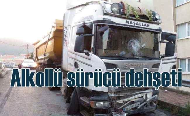 Alkollü kamyon sürücüsü dehşet saçtı