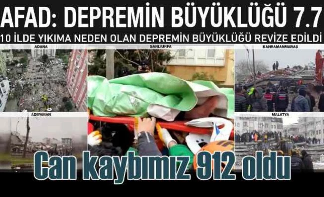 Depremde can kaybımız 912 oldu | Deprem şideti 7,7 olarak düzeltildi