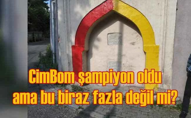 Tarihi çeşmeyi sarı kırmızıya boyadılar