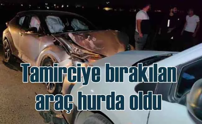 Kaportacının eşi, tamir için bırakılan otomobili hurdaya çevirdi